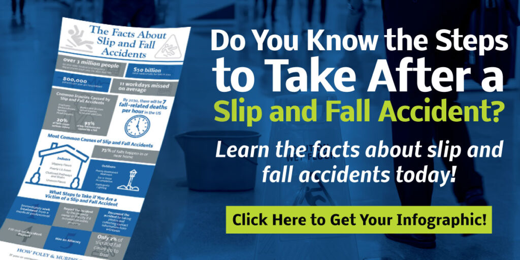 Do you know the steps to take after a slip and fall accident? Learn the facts about slip and fall accidents today! Click here to get your infographic!